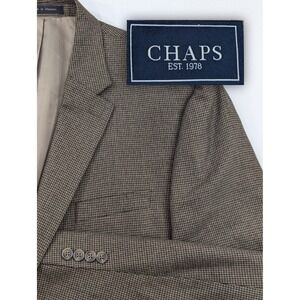 Chaps‎ Ralph Lauren Blazer Suit Jacket Polyester Blend Micro Houndstooth 46R EUC